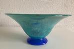 Santos studio glas Frankrijk: gesigneerde schaal blauw groen, Ophalen