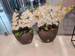 2 ovale porseleinen bakken met orchideeen in wit., Ophalen of Verzenden, Zo goed als nieuw