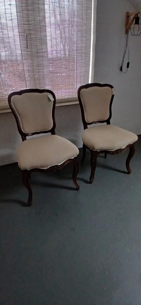 2 Barok Stoeltjes met Stoffen Bekleding, Ophalen, Gebruikt, Overige kleuren, Stof