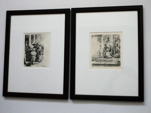 Handgedrukte etsen Rembrandt Bedelaarsfamilie Verloren zoon, Antiek en Kunst, Kunst | Etsen en Gravures, Ophalen of Verzenden