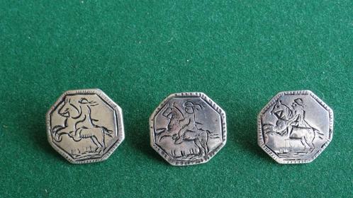 Set van 3 zilveren rijderknopen 18e eeuw, Antiek en Kunst, Antiek | Goud en Zilver, Zilver, Ophalen of Verzenden