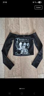 Bershka 2pac. Tupac crop shirtje. Maat XS., Ophalen, Zwart, Bershka, Lange mouw