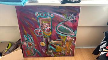 Abstract Schilderij - Kleurrijk en Uniek Kunstwerk beschikbaar voor biedingen