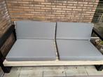 Douglas houten tuinbank met stalen poten en 4 kussens, Tuin en Terras, Tuinbanken, Ophalen, Gebruikt, Hout