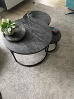 3 delige salontafelset mangohout zwart, Huis en Inrichting, Ophalen, 50 tot 100 cm, Rond, 50 tot 100 cm