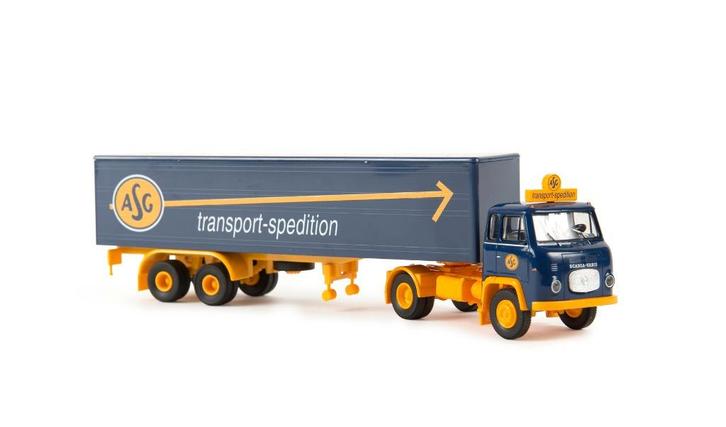 Brekina 85151 Scania LB 76 Koffer-Sattelzug "ASG" actie, Hobby en Vrije tijd, Modelauto's | 1:87, Nieuw, Bus of Vrachtwagen, Brekina