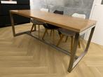 Stijlvolle Eettafel 85x200cm Noten-RVS, Huis en Inrichting, Tafels | Eettafels, Ophalen, Gebruikt, 200 cm of meer, 50 tot 100 cm