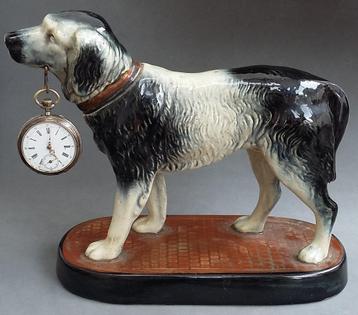 Om 1900 Zakhorloge Houder Porte Montre Hond Beeld Sculptuur beschikbaar voor biedingen