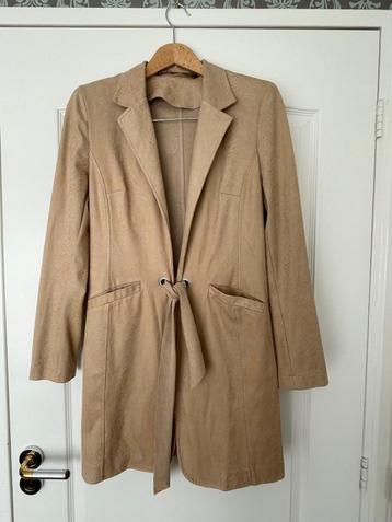 Crème de la crème  suede look lange blazer beige nieuw S beschikbaar voor biedingen