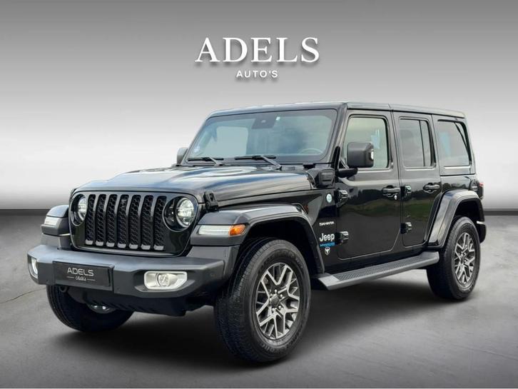 Jeep Wrangler Unlimited 4xe 380 Sahara BLACK Trekhaak TreePl, Auto's, Jeep, Bedrijf, Te koop, Wrangler, 4x4, ABS, Achteruitrijcamera