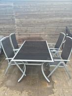 Tuinset met klap-ligstoelen, Ophalen, Zo goed als nieuw, Rechthoekig, Aluminium