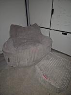 Comfortabele Loungepug zitzak + voetenbankje – Corduroy Mink, Ophalen, Zo goed als nieuw, Grijs, Zitzak