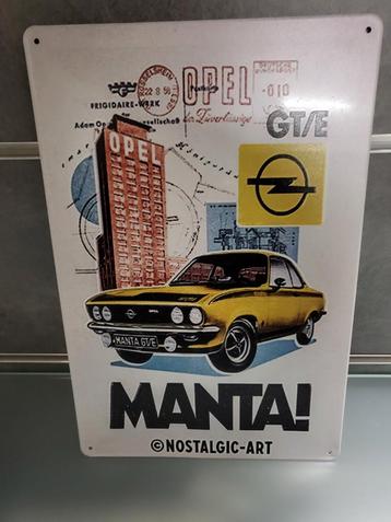 Opel Manta GT/E Nostalgisch Metalen Bord beschikbaar voor biedingen