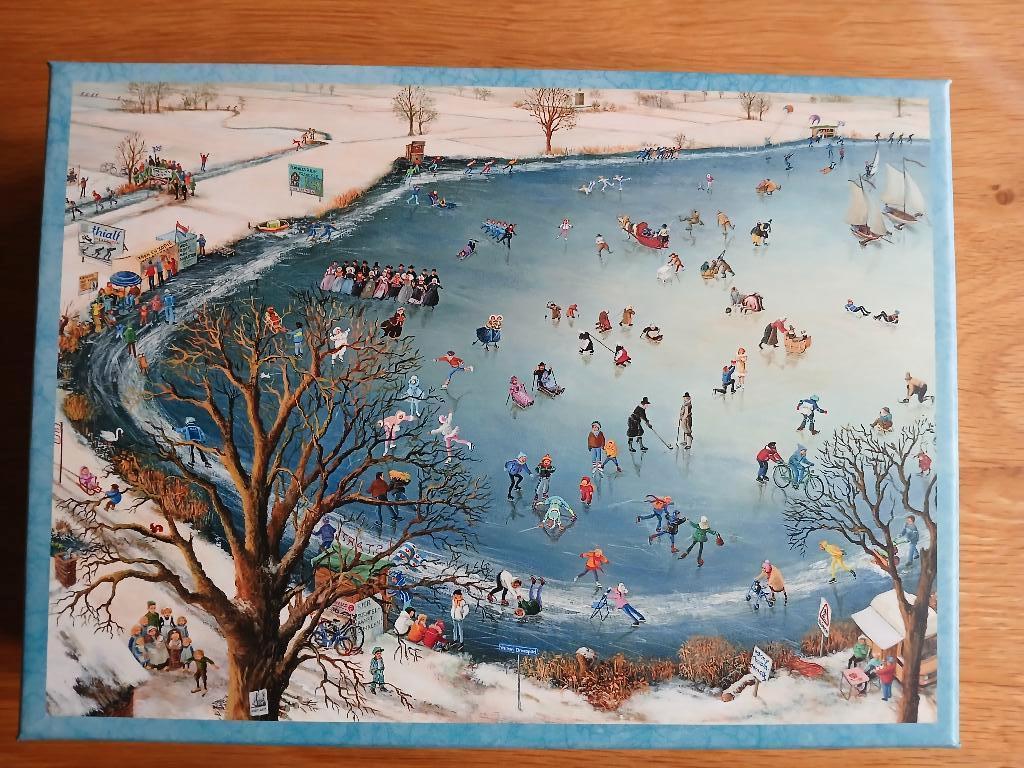 Te koop legpuzzel winter- schaatspret van 1000 stukjes., Ophalen, 500 t/m 1500 stukjes, Zo goed als nieuw, Legpuzzel