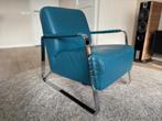 Blauw, lederen fauteuil van Montel. Als nieuw!, Ophalen, Industrieel / vintage / retro, 75 tot 100 cm, Zo goed als nieuw