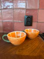 2 leuke sinaasappel koppen van Kwantum, Ophalen, Zo goed als nieuw