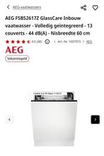 AEG vaatwasser, Witgoed en Apparatuur, Vaatwasmachines, Ophalen, Minder dan 85 cm, Voorspoelprogramma, Minder dan 10 liter