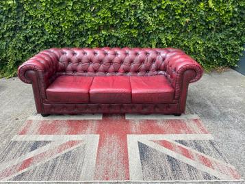 Chesterfield oxblood leren 3- zits bank !!! beschikbaar voor biedingen