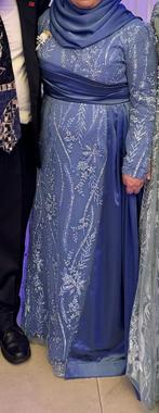 Blauwe avondjurk maat 44/46 met hijab, Kleding | Dames, Ophalen of Verzenden, Maat 42/44 (L), Blauw