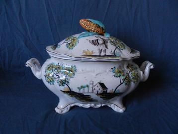 Grote polychrome terrine / dekschaal Italie Florence MINT beschikbaar voor biedingen