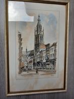 Litho van de grote kerk te Breda, omstreeks jaren 1950, Antiek en Kunst, Ophalen of Verzenden