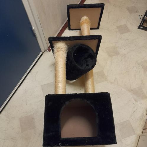 Zwarte Krabpaal Met Kattenhuis En kattentunnel 36 x36x105 CM, Dieren en Toebehoren, Katten-accessoires, Gebruikt, Ophalen of Verzenden
