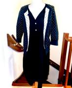 Zwarte jurk met vest witte stippen polka dot!. Maat 38, Zwart, Maat 42/44 (L), Ophalen of Verzenden, Zo goed als nieuw