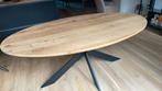 Ovale eiken eettafel 190x110 stalen kruisvoet (Blokzijl), Ophalen, 100 tot 150 cm, 200 cm of meer, Vijf personen of meer