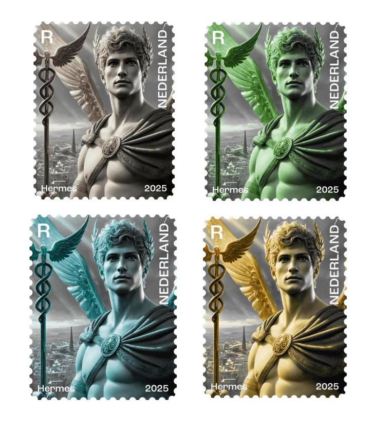 NL Crypto Stamp 2025 – Hermes – Zwart - Groen - Blauw - Geel, Postzegels en Munten, Postzegels | Nederland, Postfris, Na 1940