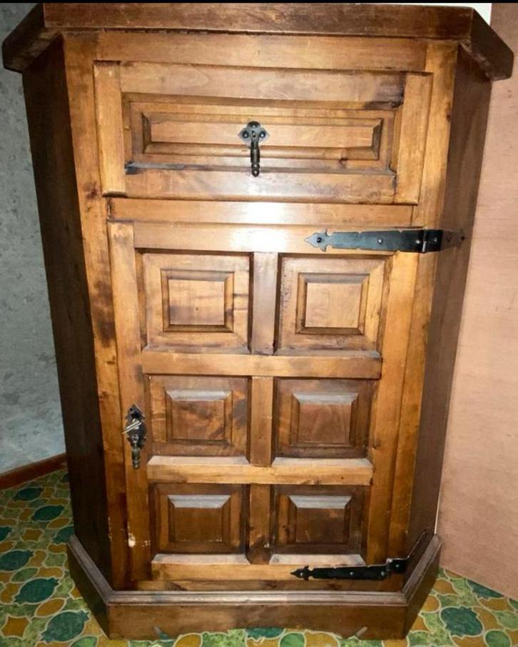Hoekkastje, twee delig, kersenhout, H 175 cm vintage, Huis en Inrichting, Kasten | Wandmeubels, Gebruikt, 150 tot 200 cm, Minder dan 150 cm