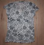 Wit Kanten Shirtje met Zwarte Bloemenprint Miss Etam (M), Maat 38/40 (M), Wit, Ophalen of Verzenden, Korte mouw