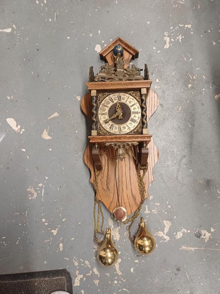 Antieke Wandklok met Gewichten, Antiek en Kunst, Antiek | Klokken, Ophalen of Verzenden