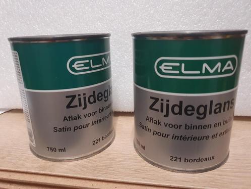 2 blikken Verf Elma Zijdeglans 221 Bordeaux- 750 ml, Hobby en Vrije tijd, Schilderen, Nieuw, Ophalen