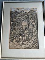Vintage Balinees schilderij, Ophalen of Verzenden