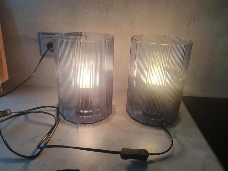 Mikroklin glas tafellamp 2x ikea, Huis en Inrichting, Lampen | Tafellampen, Zo goed als nieuw, Minder dan 50 cm, Glas, Ophalen