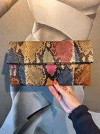 Klassiek gevouwen clutch handtas python leer, Overige kleuren, Zo goed als nieuw, Python leer clutch, Handtas