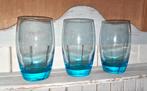 3 vintage blauwe water/limonade glazen., Ophalen of Verzenden