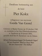 Kokx x van Gestel 1940 Baarle-Nassau 2005 Turnhout (B), Ophalen of Verzenden, Bidprentje