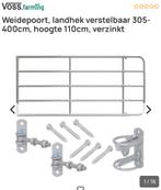 Weidepoort landhek verstelbaar 305-400 cm verzinkt (nieuw), Ophalen, Nieuw, IJzer, Dubbelstaafmat hekwerk