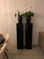 Plantenzuil 2 stuks hoogglans zwart, Huis en Inrichting, Ophalen of Verzenden, Gebruikt
