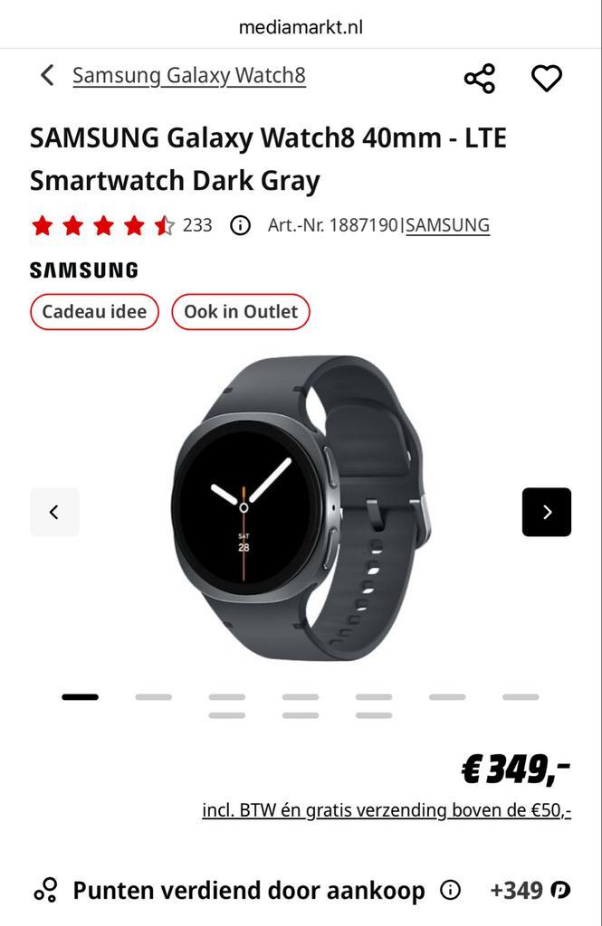 Samsung Galaxy Watch 8 LTE 40mm - Nieuw, ongeopend!, Sieraden, Tassen en Uiterlijk, Smartwatches, Nieuw, Android, Zwart, Afstand