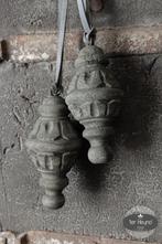 Houten klos ornament hanger leren veter hang stoer sober, Verzenden, Nieuw