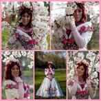 Mooie jurk wit roze bloemen trouwjurk elfia castlefest thema, Ophalen of Verzenden, Zo goed als nieuw, Pak of Jurk