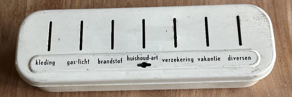 retro witte brabantia huishoud geldbox geldkistje + sleutel, Verzamelen, Retro, Ophalen, Huis en Inrichting