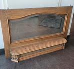 Brocante geslepen spiegel met eiken omlijsting en planchet, Ophalen, Rechthoekig