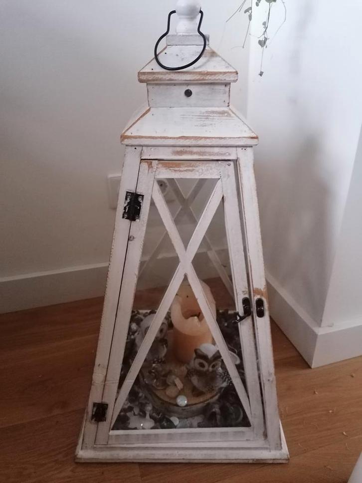 Sfeervolle lantaarn, Huis en Inrichting, Woonaccessoires | Kandelaars en Kaarsen, Zo goed als nieuw, Kandelaar, 75 cm of meer