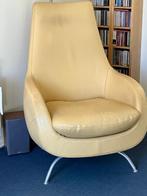 Rolf Benz lederen fauteuil 2000 okergeel., Ophalen, Gebruikt, Minder dan 75 cm, Leer