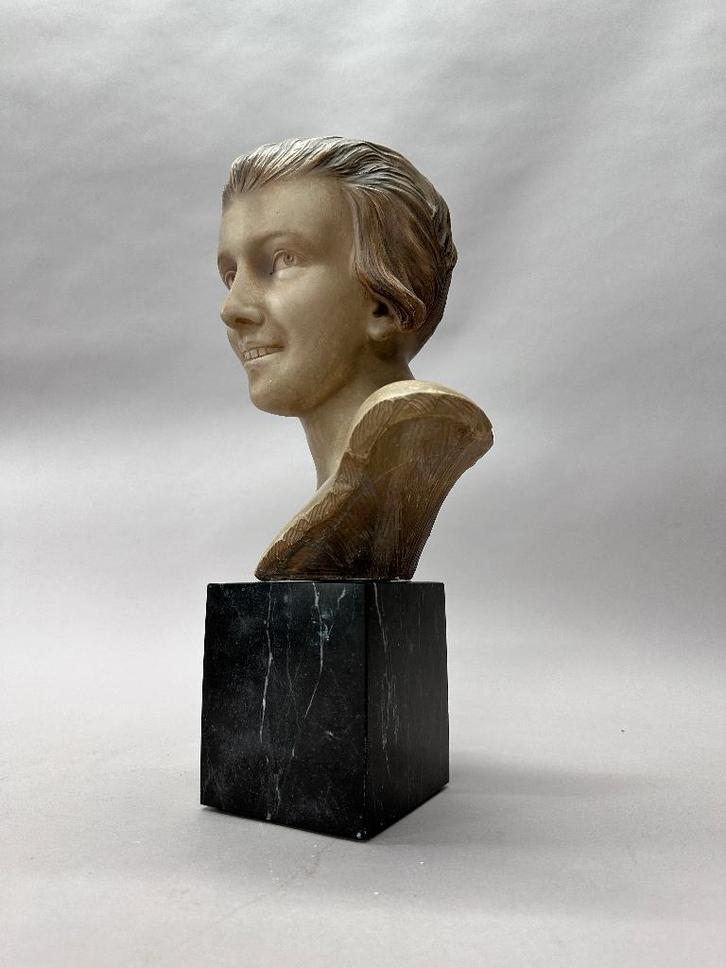 Art Deco buste gesigneerd Herman Heusers België ca. 1930, Antiek en Kunst, Kunst | Beelden en Houtsnijwerken, Ophalen of Verzenden