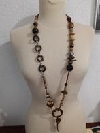 Mooie lange bruine ketting, Ophalen of Verzenden, Zo goed als nieuw, Bruin, Overige materialen