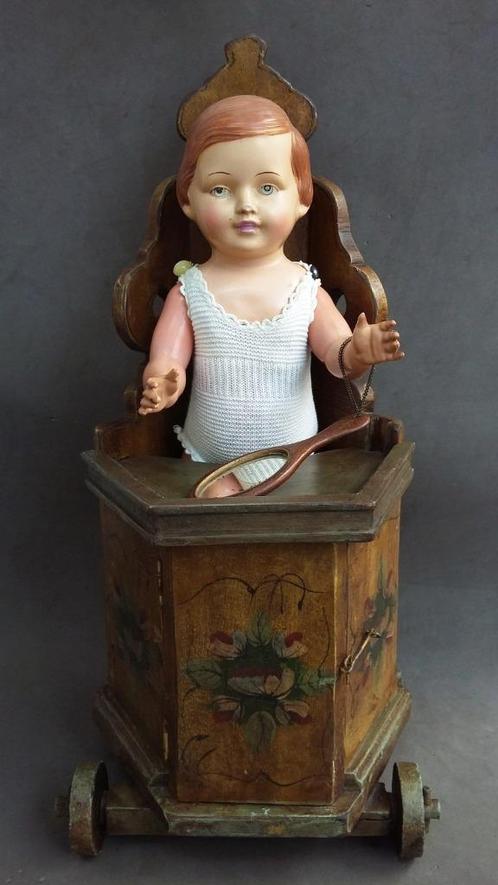 1950 MINIATUUR Hindeloopen Kinderstoel Hindelooper Kakstoel, Antiek en Kunst, Antiek | Speelgoed, Ophalen of Verzenden